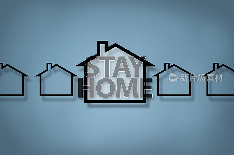 STAY HOME /蓝色背景概念(点击查看更多)